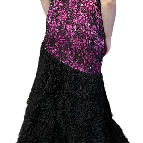Johnathan Kayne Purple Black Lace Halter Goth Prom Wedding Dress Gown 2 edgy - Picture 4 of 15